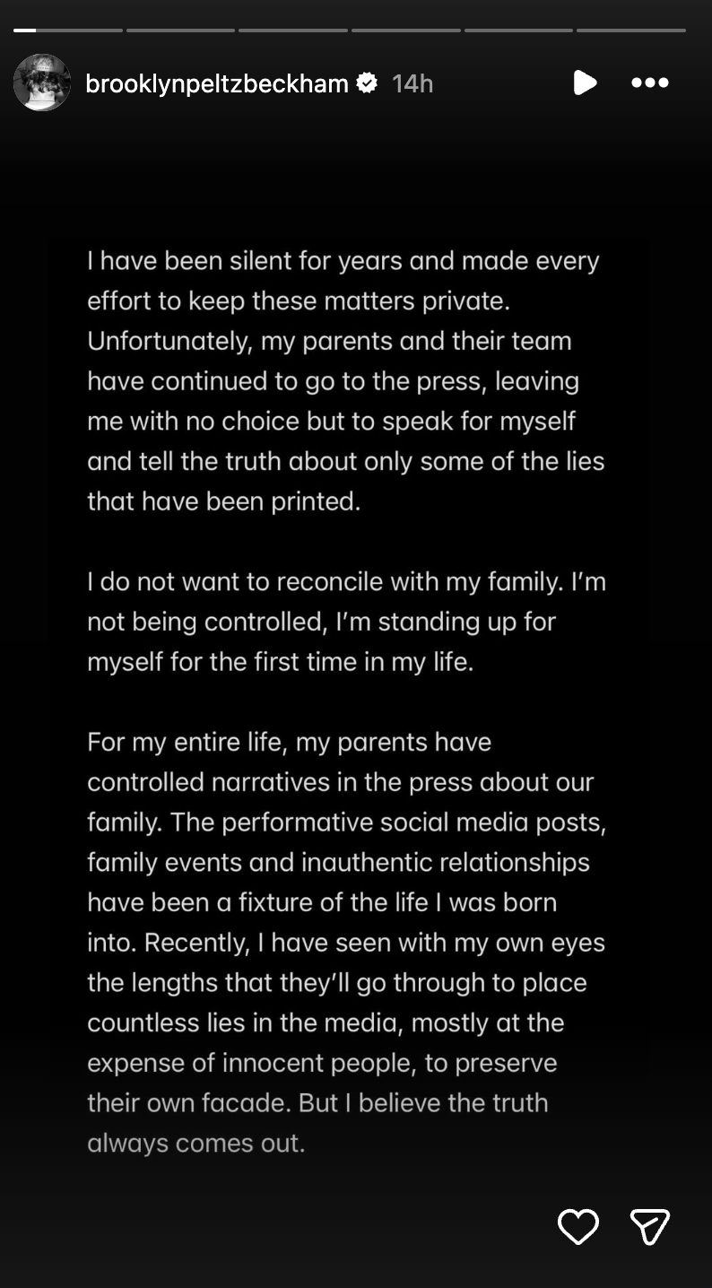 Brooklyn Beckham David Victoria posts